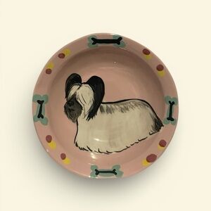 Hand Painted Pink Dog Design Ceramic Bowl